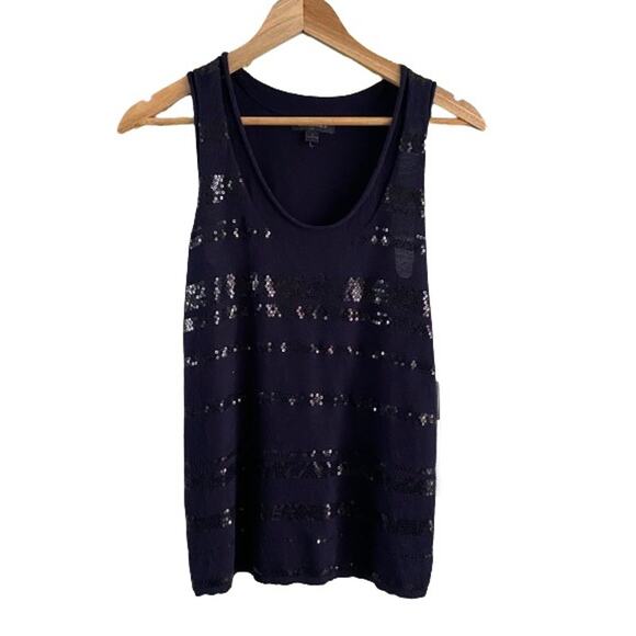 Banana Republic Tops - Banana Republic Navy Sequin Roll Neck Tank Top Sleeveless Casual Party Sparkle